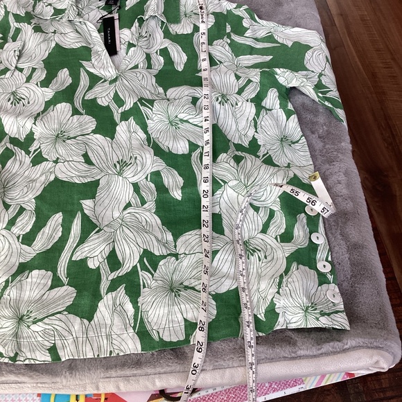 NWT Tahari linen green and white floral blouse size 1X - Picture 7 of 10